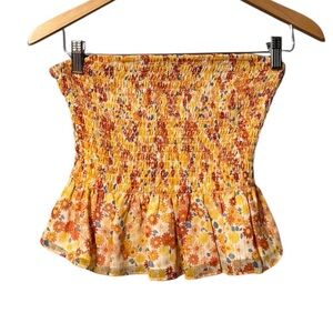 Staud Floral Tupe Top In Yellow Size M